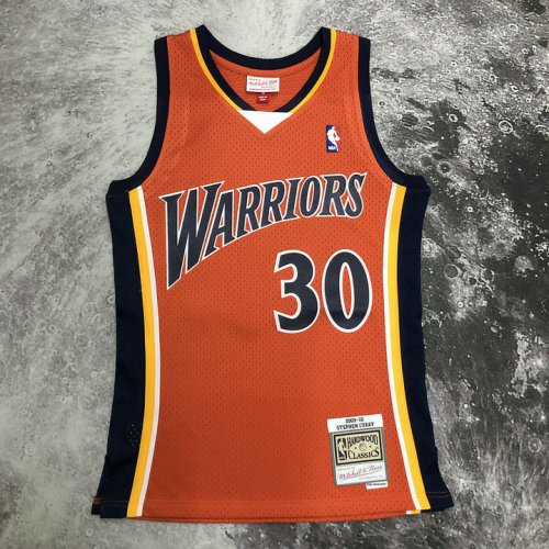 NBA 30 Curry Warriors 2009-10 Maillot Retro orange imprimé